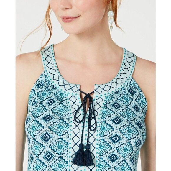 Style & Co Blouse Top Medium Blue Green Sleeveless‎ - Picture 8 of 8